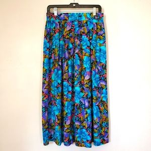 14 Vintage 80's Midi Teal Floral Skirt